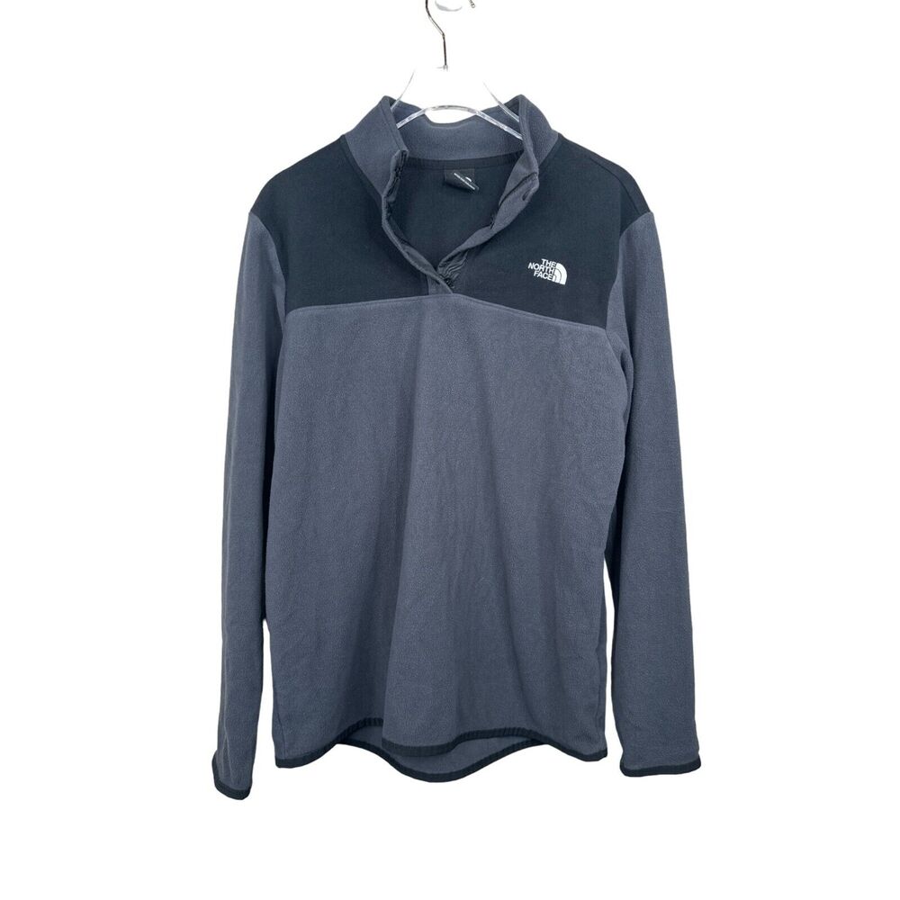 The North Face Womens Half-Zip Fleece Pullover Medium Gray & Black